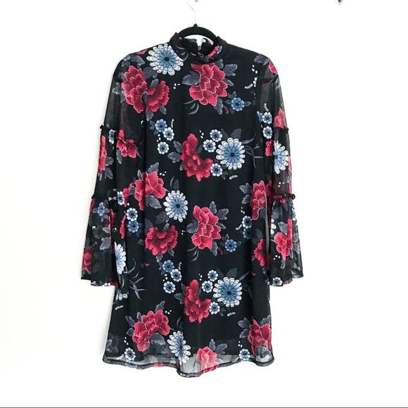 SPIRIT OF GRACE Nordstrom Floral Bell Sleeve Loose Shift Dress - Picture 1 of 6